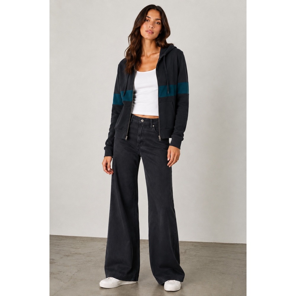 Joe's Jeans The Mia High-Rise Wide Leg Jeans Coated Black Denim Size 30
